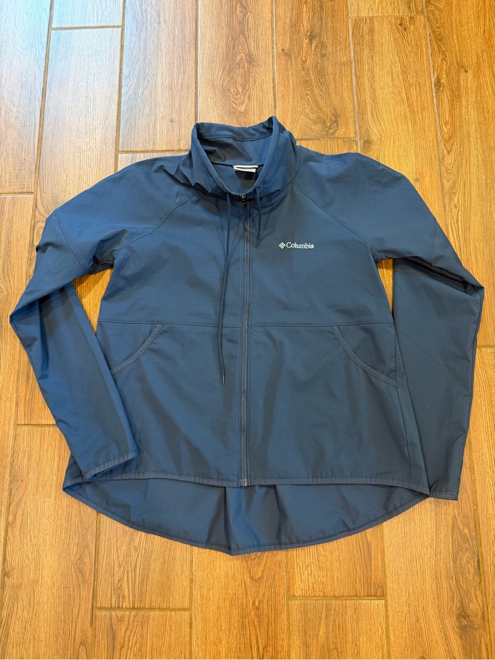 Columbia Women’s Blue Full Zip Jacket Softshell Pockets Stand Up Collar Size M
